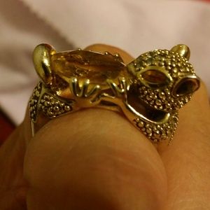 14k 925 Squirrel Holding Nut Ring w large Citrine