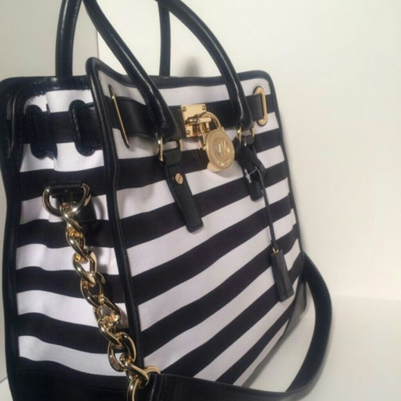 Michael Kors Hamilton black and white tote
