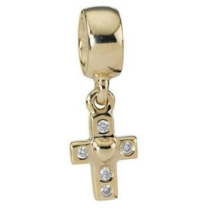 PANDORA 14K CROSS CHARM WITH DIAMONDS RETIRED