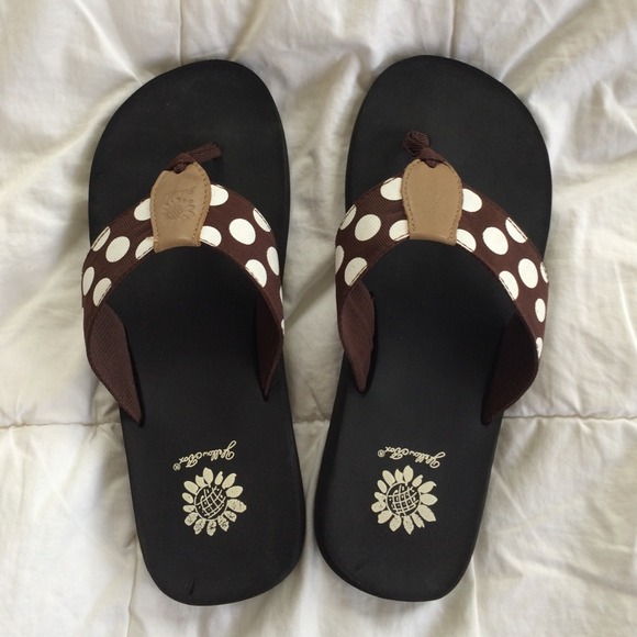 YELLOW BOX Brown Fabric Polka Dot Flip-Flops