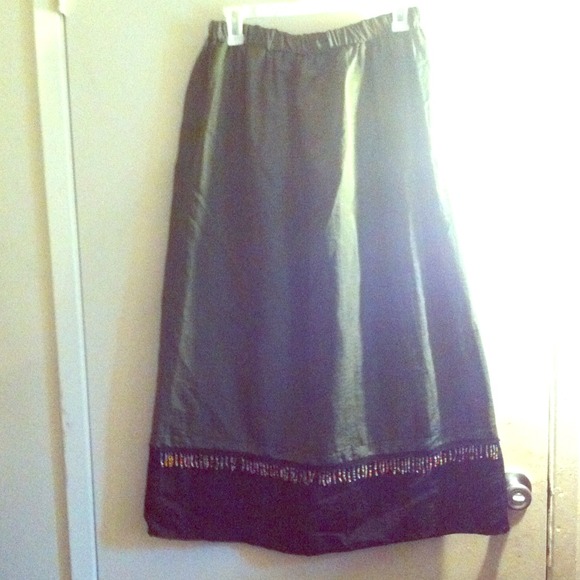 Army green skirt with beaded bottom