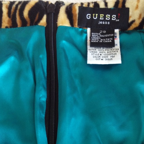 Vintage Guess? tiger print blue beaded skirt - Picture 3 of 4