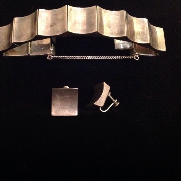 Vintage Sterling silver bracelet and earring set