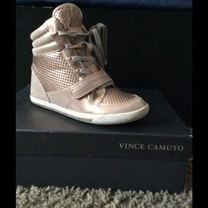 Rose gold hidden wedge shoe