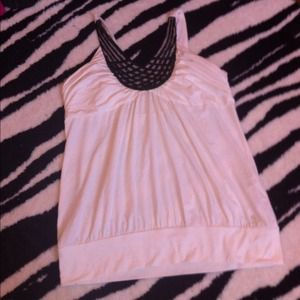 Sexy Black & White Bead Summer Tank Top Sleeveless
