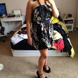 Cute halter top black and white speckled dress