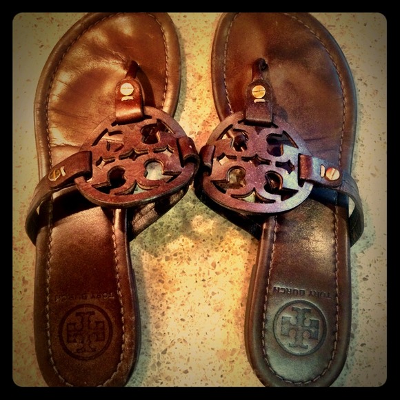 Tory Burch chocolate sandals.