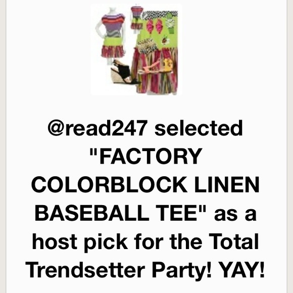 Sold🚫🎉HP🎉FACTORY COLORBLOCK LINEN BASEBALL TEE - Picture 3 of 3