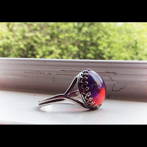 Sterling silver fire opal ring *Host Pick 6/11/14* - Picture 2 of 3