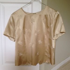 Talbots 100% silk, gold colored, embossed top