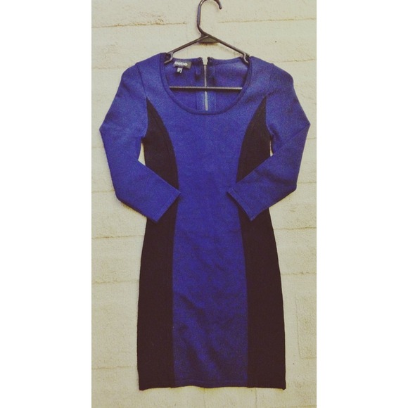 Bebe Blue and Black Spandex Bodycon