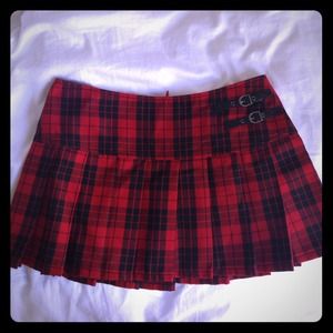 Red and black plaid skirt