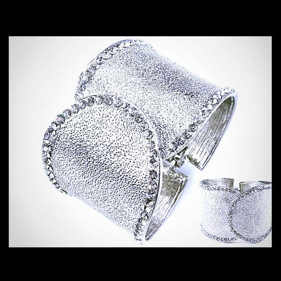 Silver bangle with diamond studs