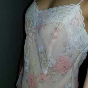 Lace detail peach floral camisole (ann taylor loft