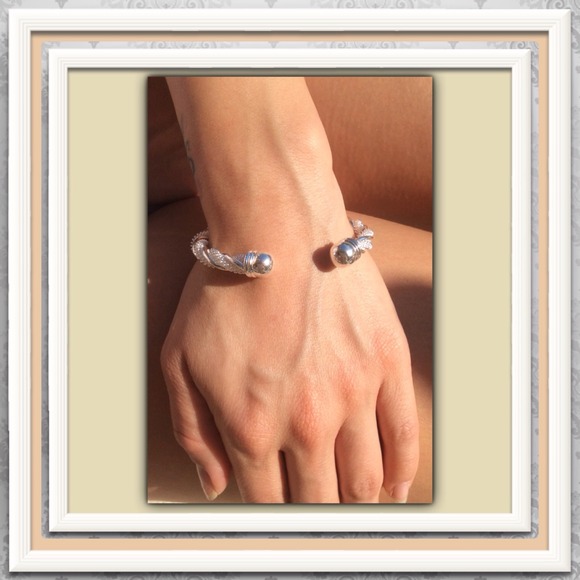 Silver Cuff Braided Bracelet