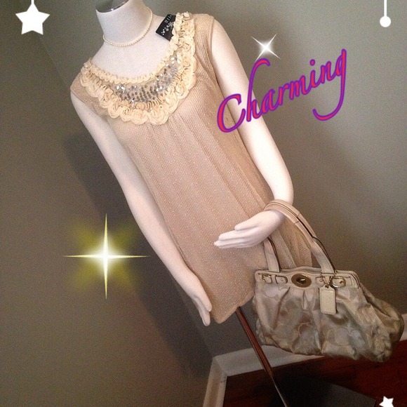New beige mesh party dress