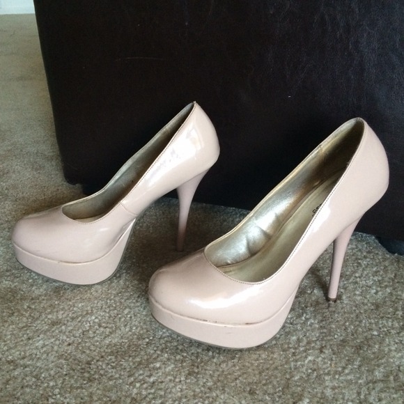 Charlotte Russe Shoes - Nude PU Close Toe Platform Pumps