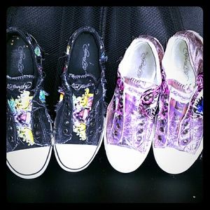 2 pairs of ED HARDY shoes size 9 & 10-may bundle