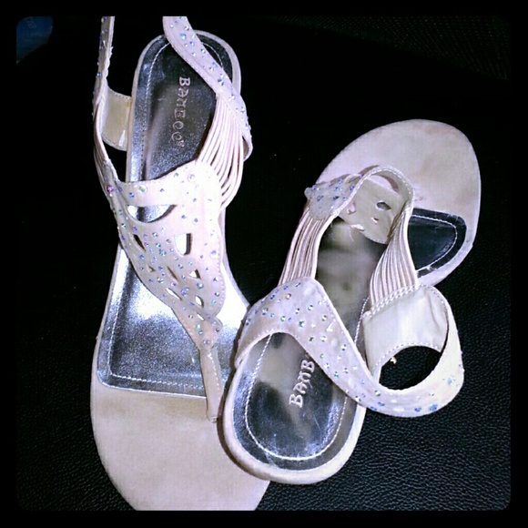Tan & multi color rhinestones heels