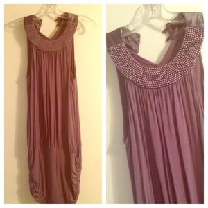 Grey Pearl Neckline Club/Party Dress