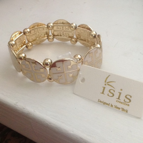 White and Gold Stretch Bracelet