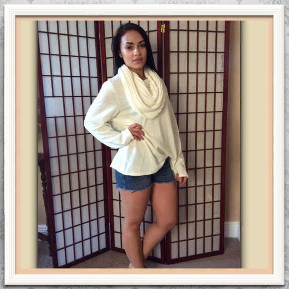 Oversized Beige Cowl-neck Comfy Sweater
