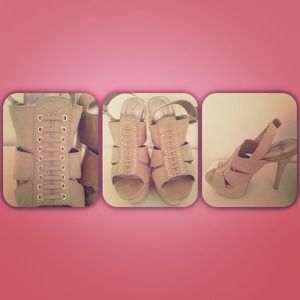 Tan suede high heals