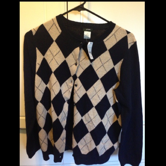 NWT J. Crew argyle cardigan sz L