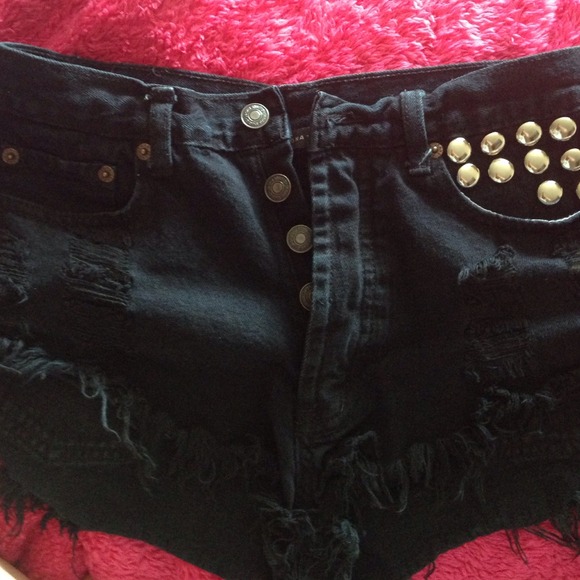 Sold! ✨Studded Distressed High Waisted Shorts💀 - Picture 3 of 4