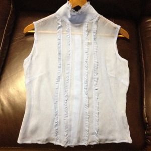 NWT Limited Blue Semi-Transparent Silk Top Size S