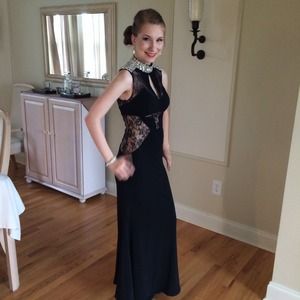 Black high neck jovani prom dress