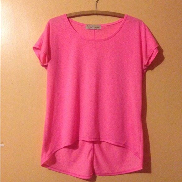 Hot pink high-low top