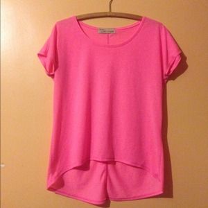Hot pink high-low top