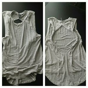 Black & white striped sleeveless tank.