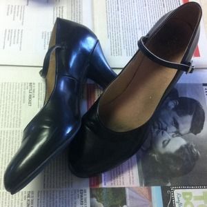 Black patent character shoes