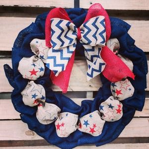 Patriotic burlap wreath handmade