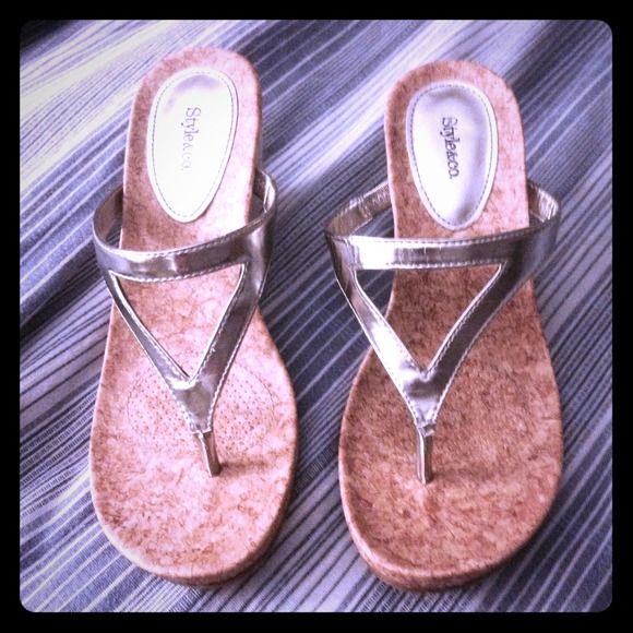 Silver wedge sandals