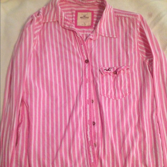 Pink Hollister long sleeve button up