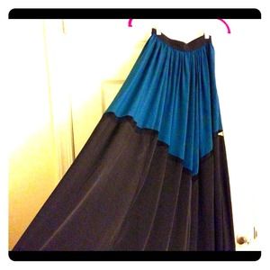 ASOS Colorblock Maxi Skirt with Mesh Insert