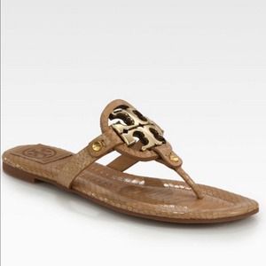 Tory Burch Miller Snake Print Sandals.