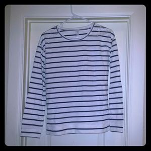 White and navy blue striped sweater