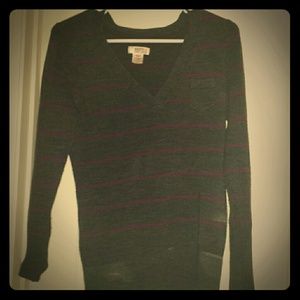Grey and pink striped sweater