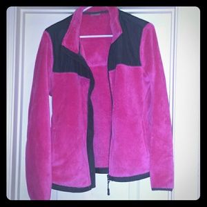 Pink fleece north face jacket