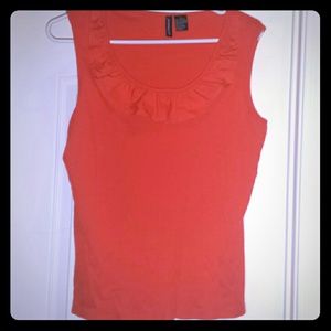 Orange ruffled tank top