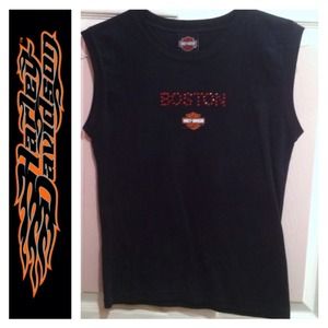 Boston Harley Davidson W/ Crystals Tee Shirt