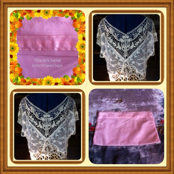 Embroidered Open-Work Lace Top / Shawl + VS bag - Picture 3 of 4