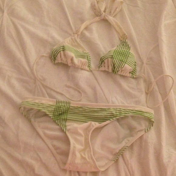 White and green stripe biking