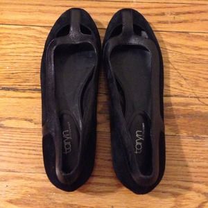 Taryn Rose Suede Flats with Leather Trim