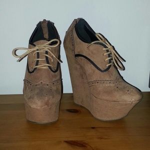 Liliana Lace Up Oxford Sky High Wedges