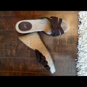 Brown gap wedge sandals